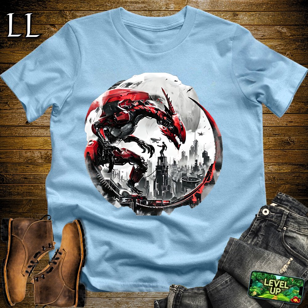 Mecha Dragon Attack Softstyle Tee - Light Blue - LegacyLayers