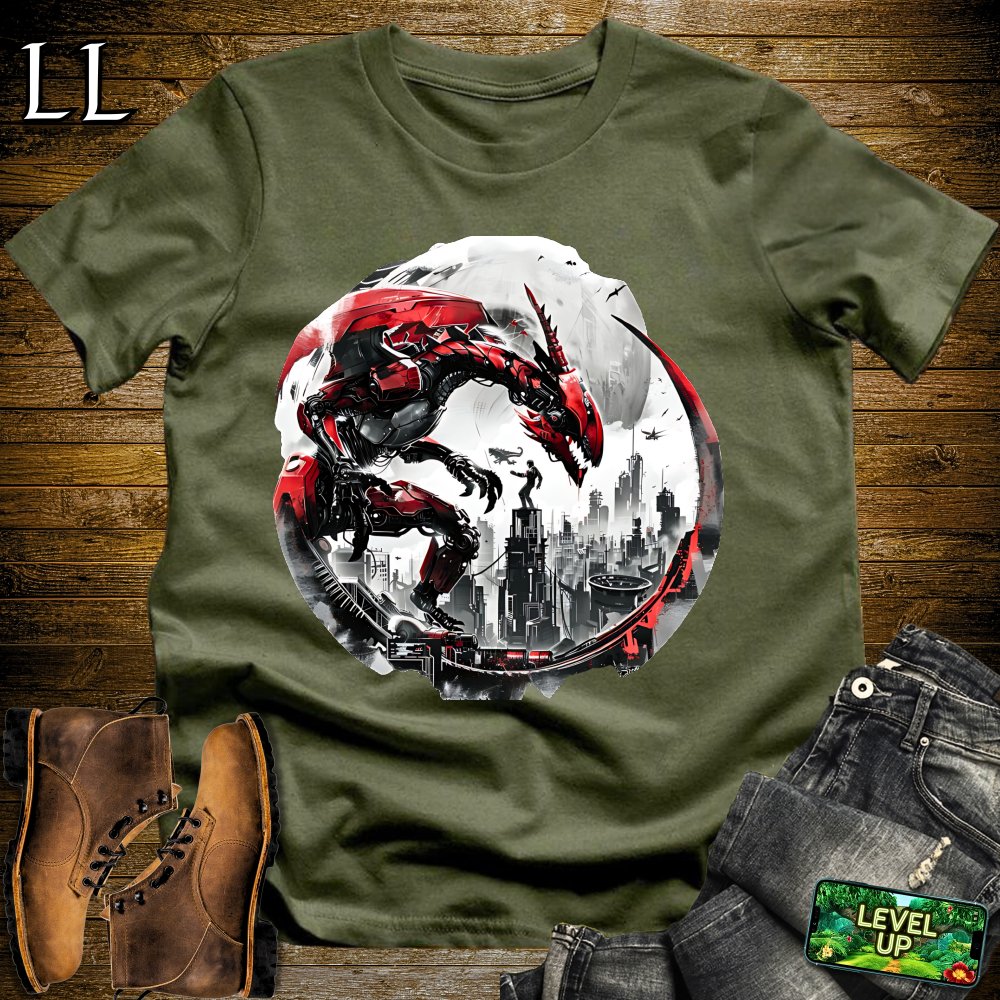 Mecha Dragon Attack Softstyle Tee - Military Green - LegacyLayers