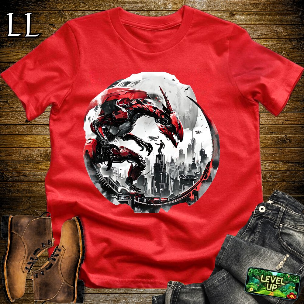 Mecha Dragon Attack Softstyle Tee - Red - LegacyLayers