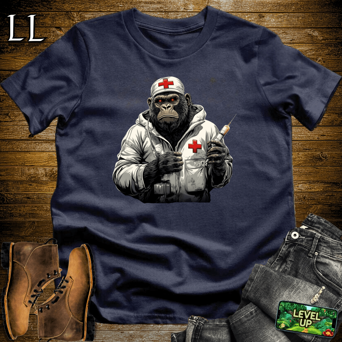 Medic Gorilla Softstyle Tee Navy | Funny Medical Party Tee
