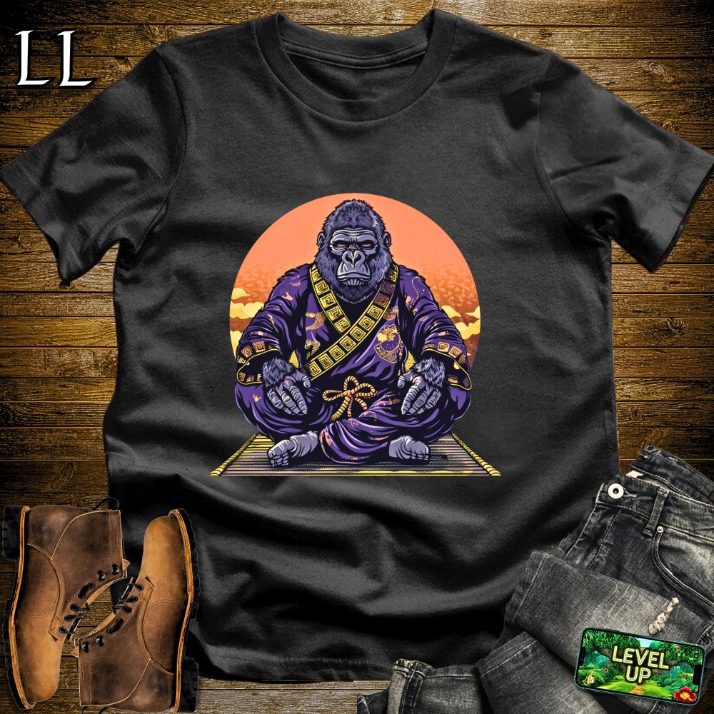 Meditating Gorilla Samurai Black | Zen Warrior Tee