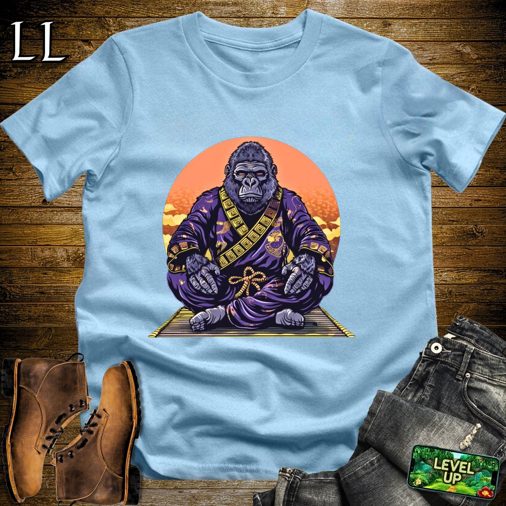 Meditating Gorilla Samurai Light Blue | Zen Warrior Tee