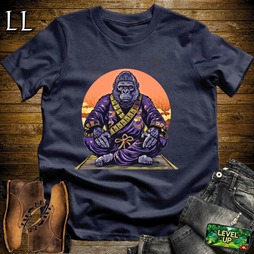 Meditating Gorilla Samurai Softstyle Tee - Navy - LegacyLayers