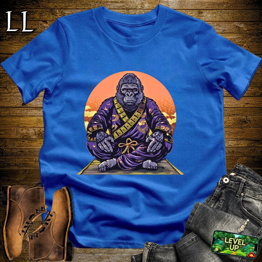 Meditating Gorilla Samurai Softstyle Tee - Royal - LegacyLayers