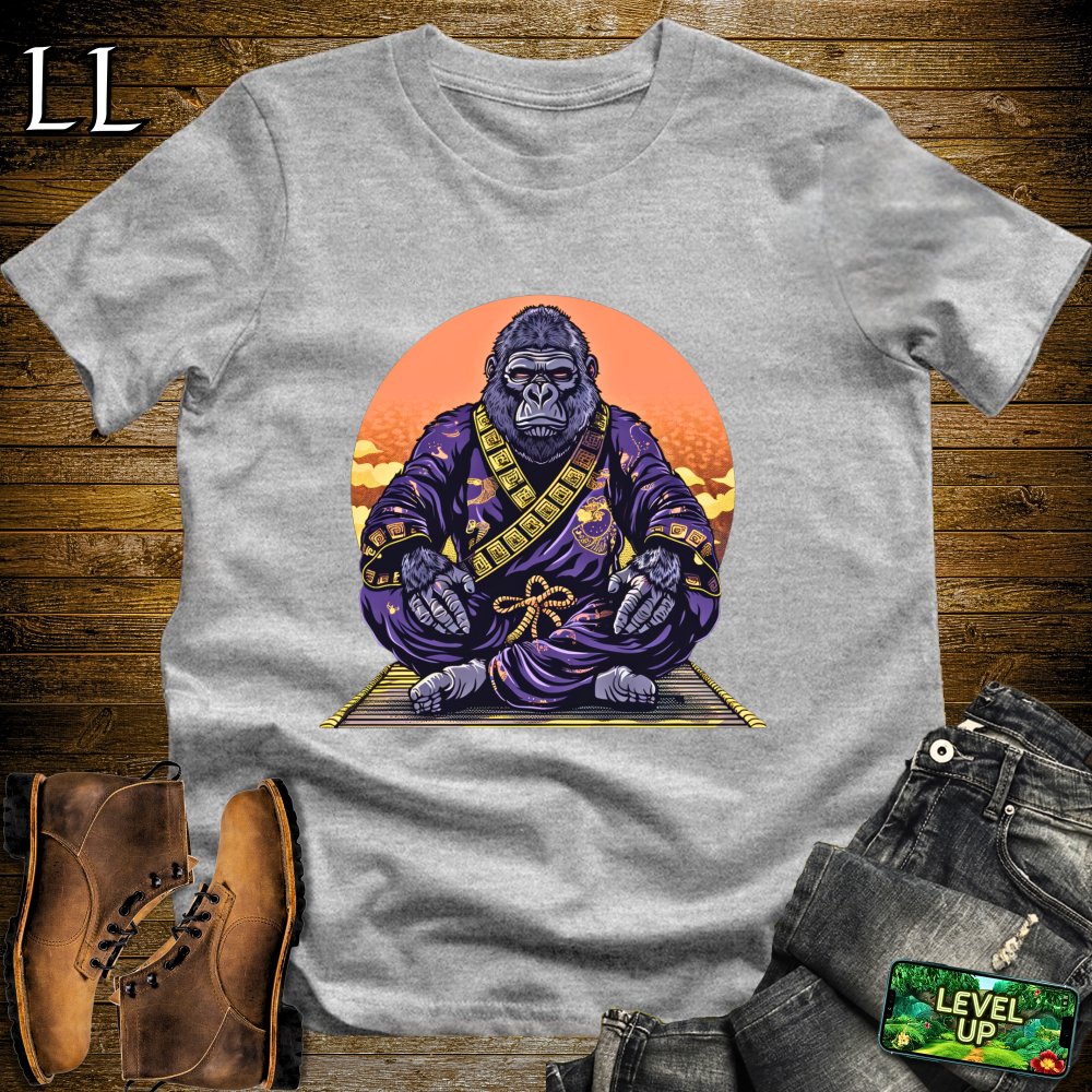 Meditating Gorilla Samurai Sport Grey | Zen Warrior Tee