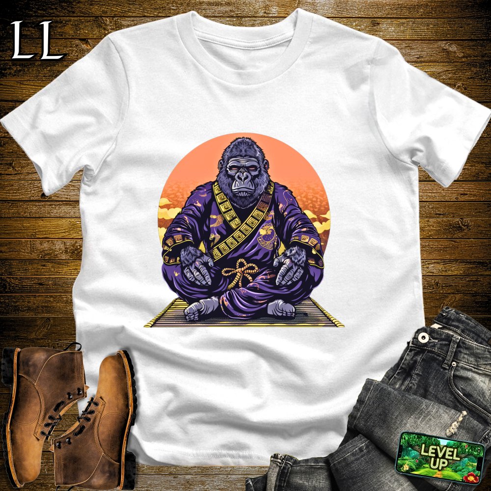 Meditating Gorilla Samurai White | Zen Warrior Tee
