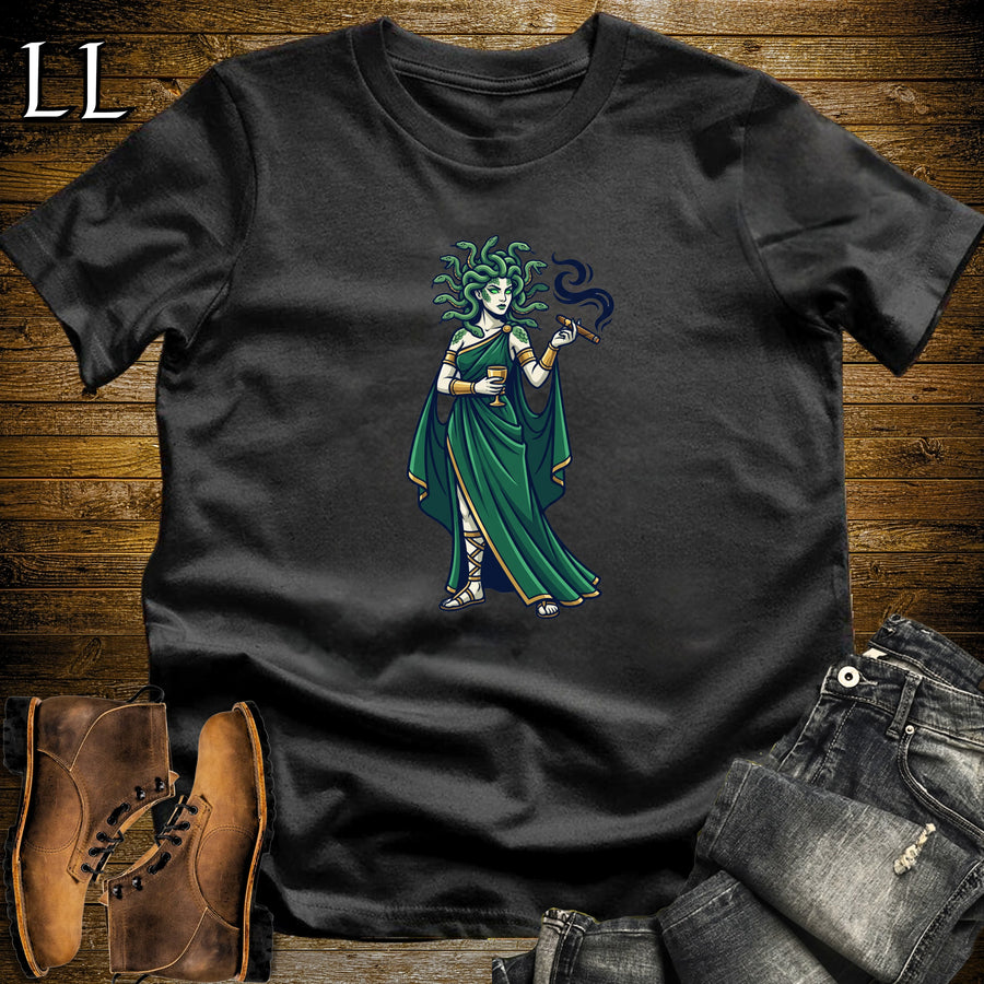 Medusa Serpent Goddess Cigar T-Shirt Black | Medusa Cigar Tee