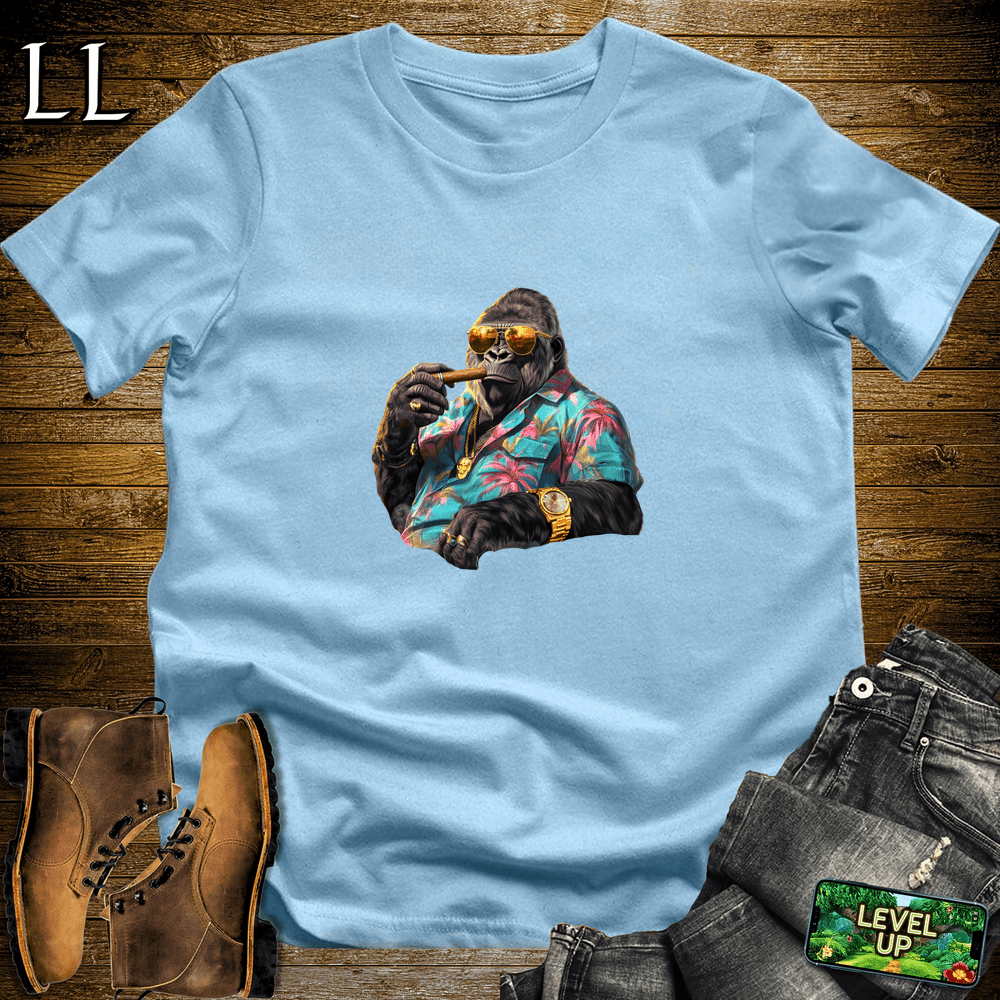 Miami Kingpin Cigar Gorilla Light Blue | Gorilla Graphic Tee