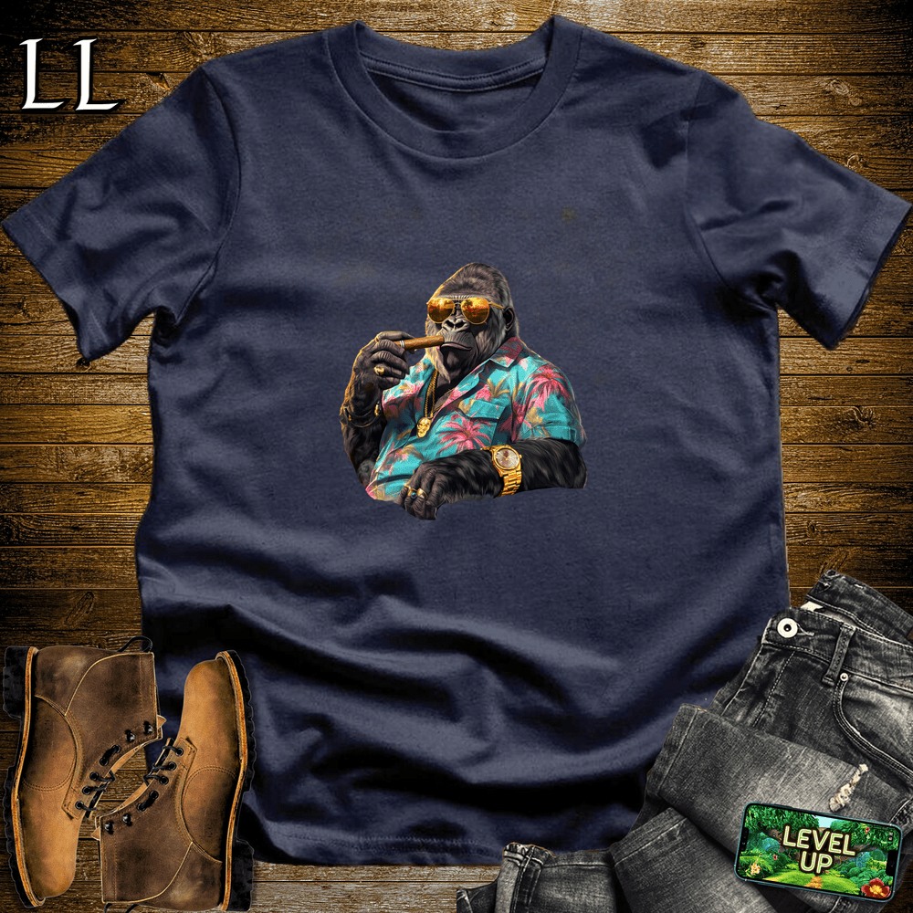 Miami Kingpin Cigar Gorilla Navy | Gorilla Graphic Tee
