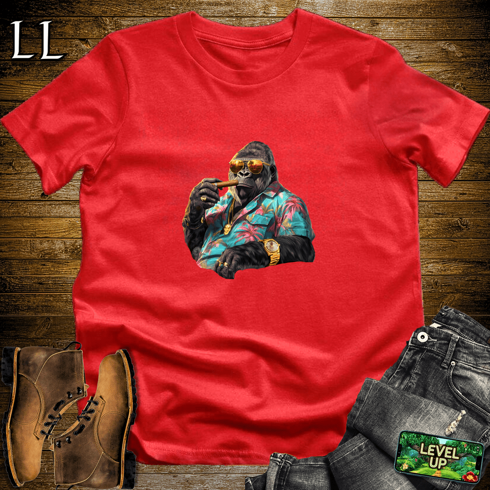 Miami Kingpin Cigar Gorilla Red | Gorilla Graphic Tee