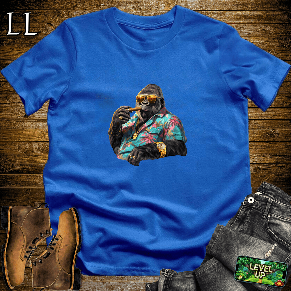 Miami Kingpin Cigar Gorilla Royal Blue | Gorilla Graphic Tee