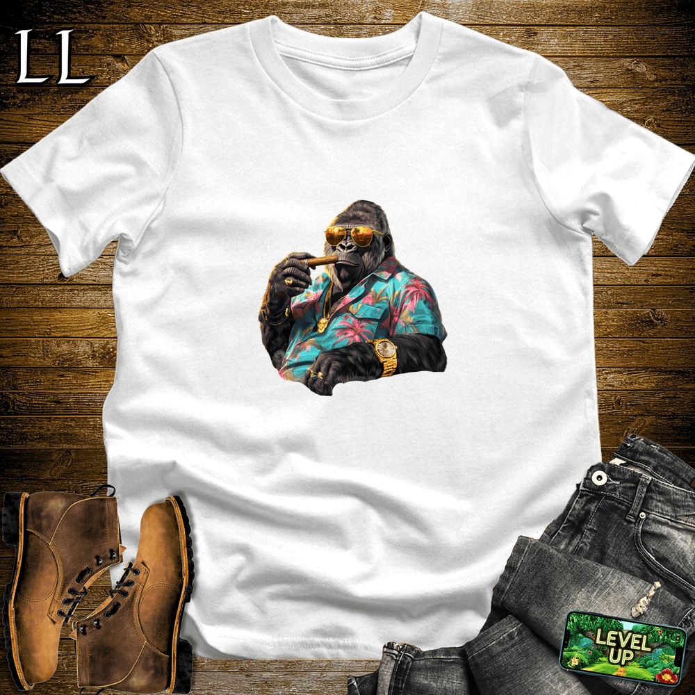 Miami Kingpin Cigar Gorilla White | Gorilla Graphic Tee
