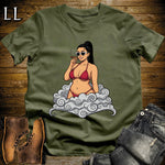 Valentina's Smoke Break Cigar Girl T-Shirt Military Green | Cigar Pin-Up Girl Tee