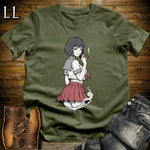 Sakura's Smoke Break Cigar Girl T-Shirt Military Green | Cigar Pin-Up Girl Tee