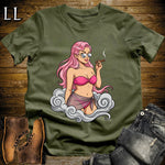 Rosa's Smoke Break Cigar Girl T-Shirt Military Green | Cigar Pin-Up Girl Tee