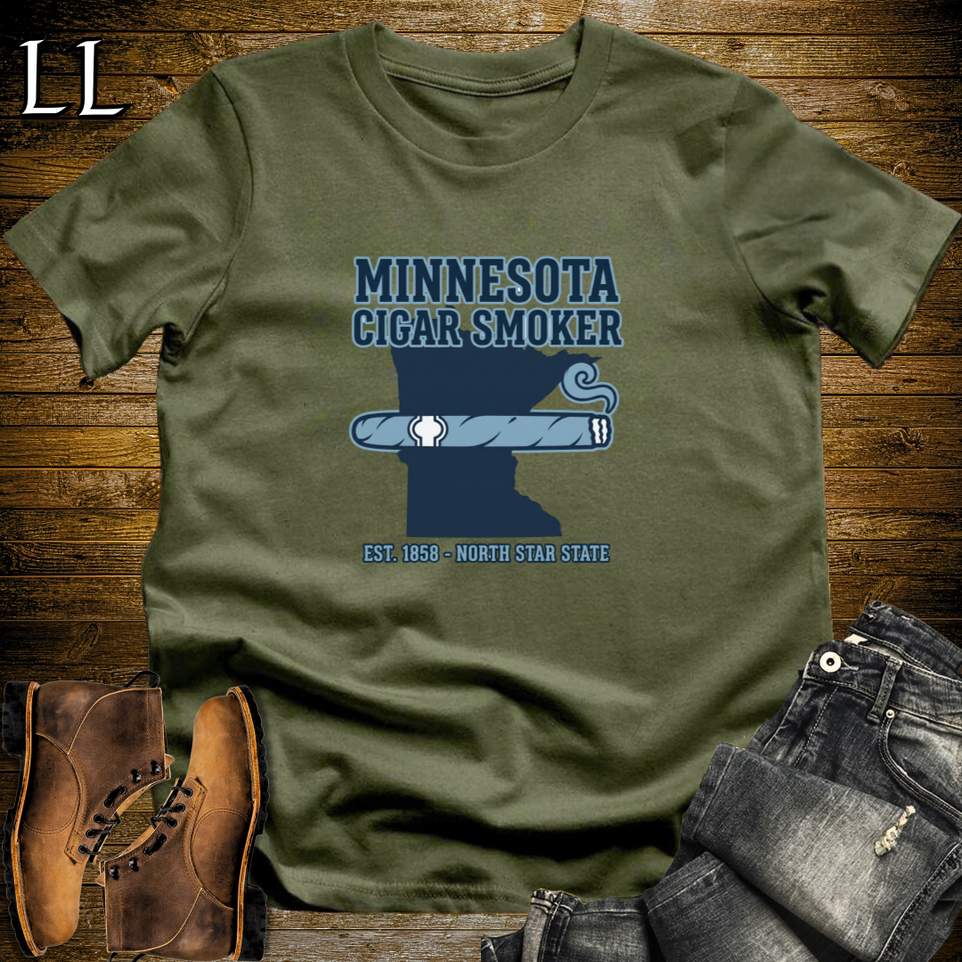 Minnesota Cigar Smoker T-Shirt Military Green | State Cigar Shirt