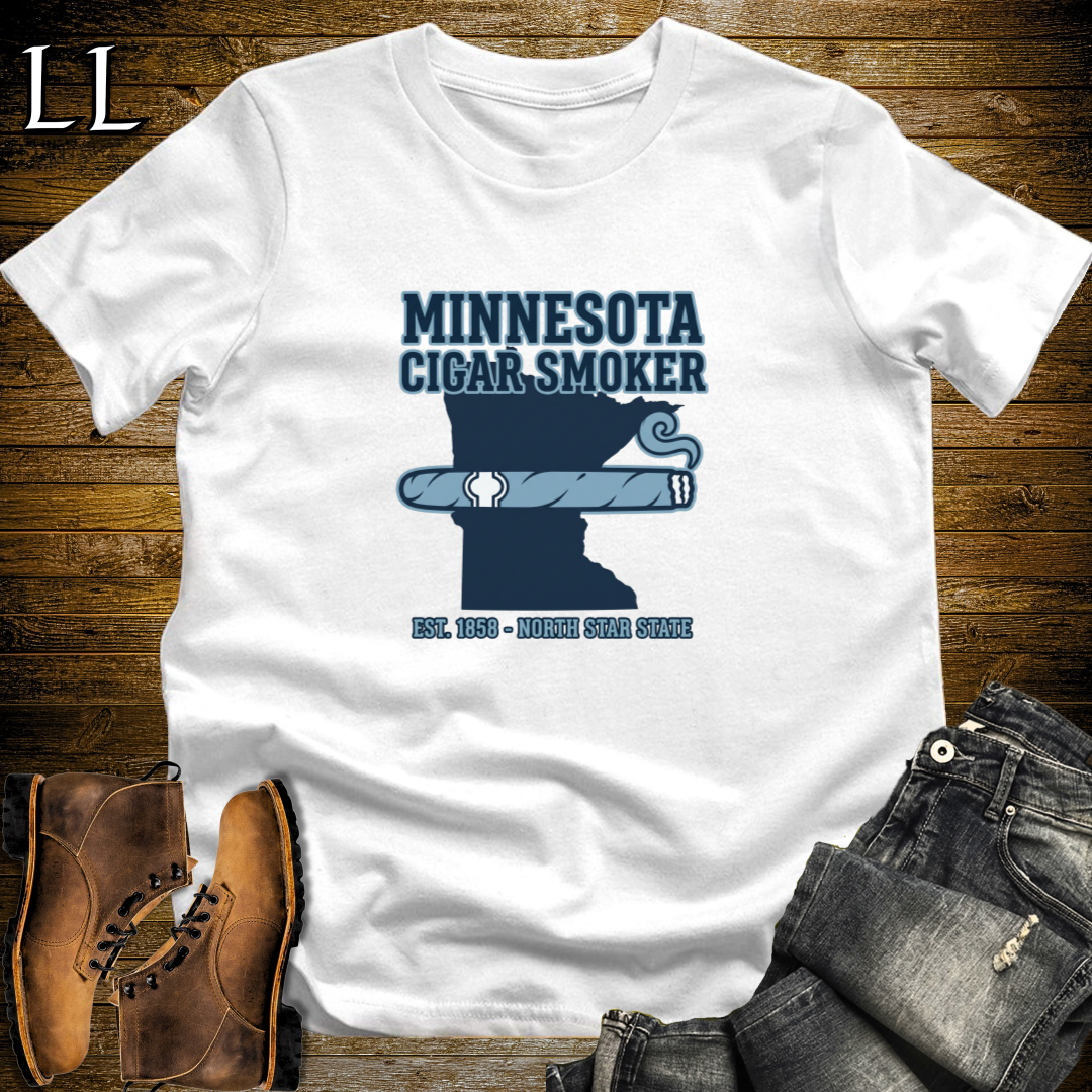 Minnesota Cigar Smoker T-Shirt White | State Cigar Shirt