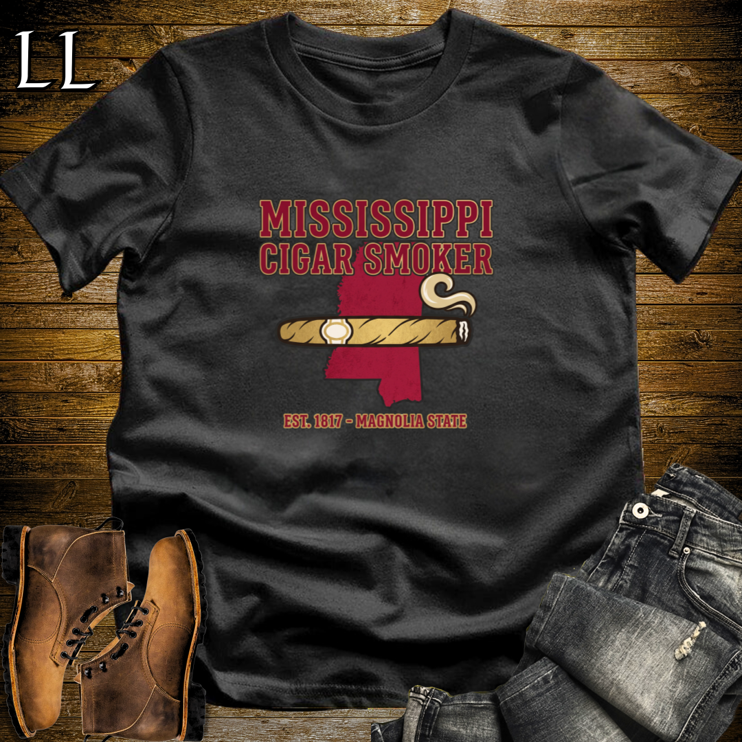 Mississippi Cigar Smoker T-Shirt Black | Mississippi State Cigar Shirt