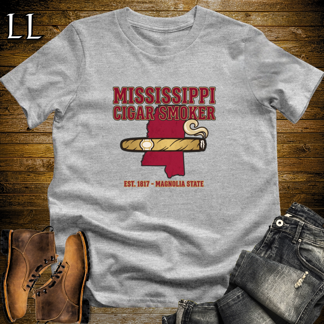 Mississippi Cigar Smoker T-Shirt Sport Grey | Mississippi State Cigar Shirt