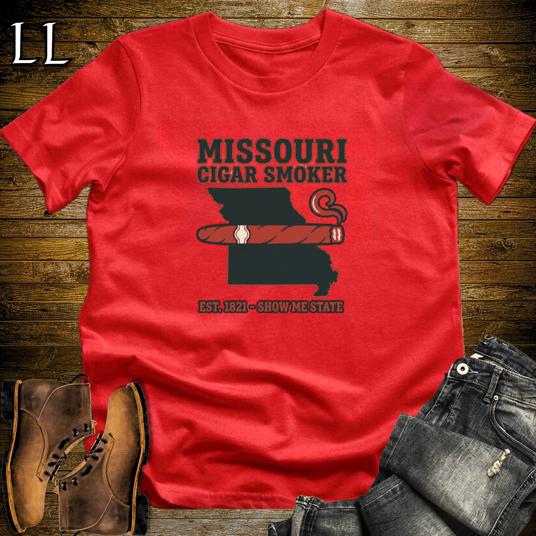 Missouri Cigar Smoker T-Shirt Red | Show Me State Cigar Smoker Tee