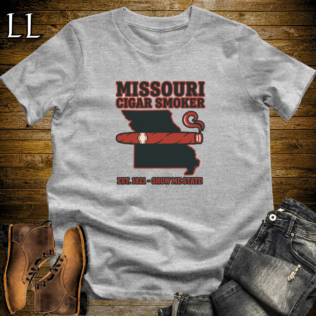 Missouri Cigar Smoker T-Shirt Sport Grey | Show Me State Cigar Smoker Tee