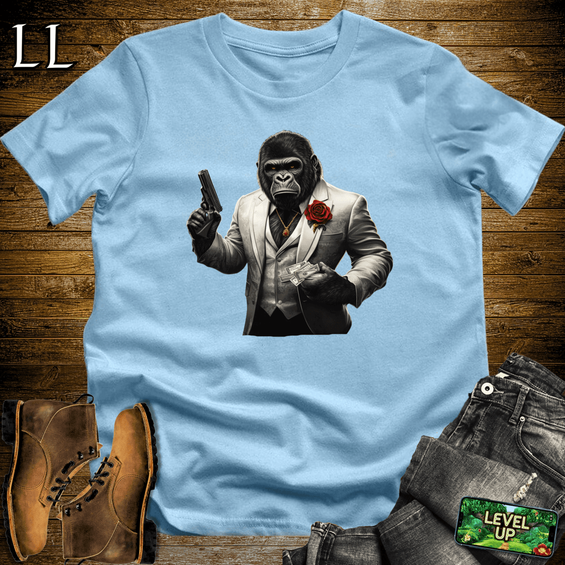 Mob Boss Gorilla Softstyle Tee Light Blue | Boss Gift Tee