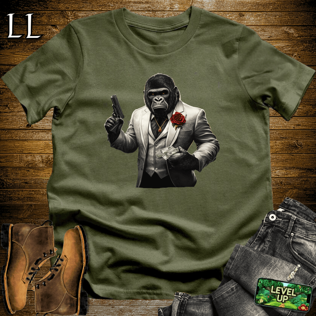 Mob Boss Gorilla Softstyle Tee Military Green | Boss Gift Tee