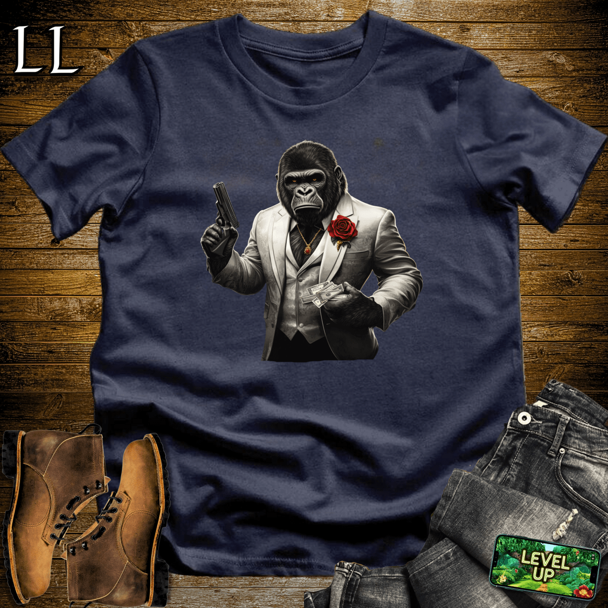 Mob Boss Gorilla Softstyle Tee - Navy - LegacyLayers