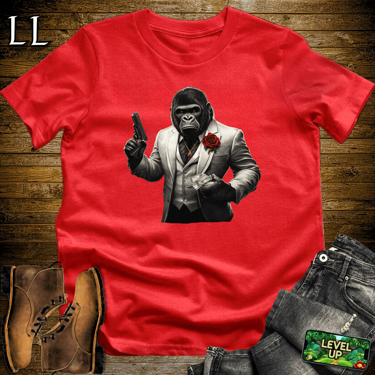 Mob Boss Gorilla Softstyle Tee - Red - LegacyLayers