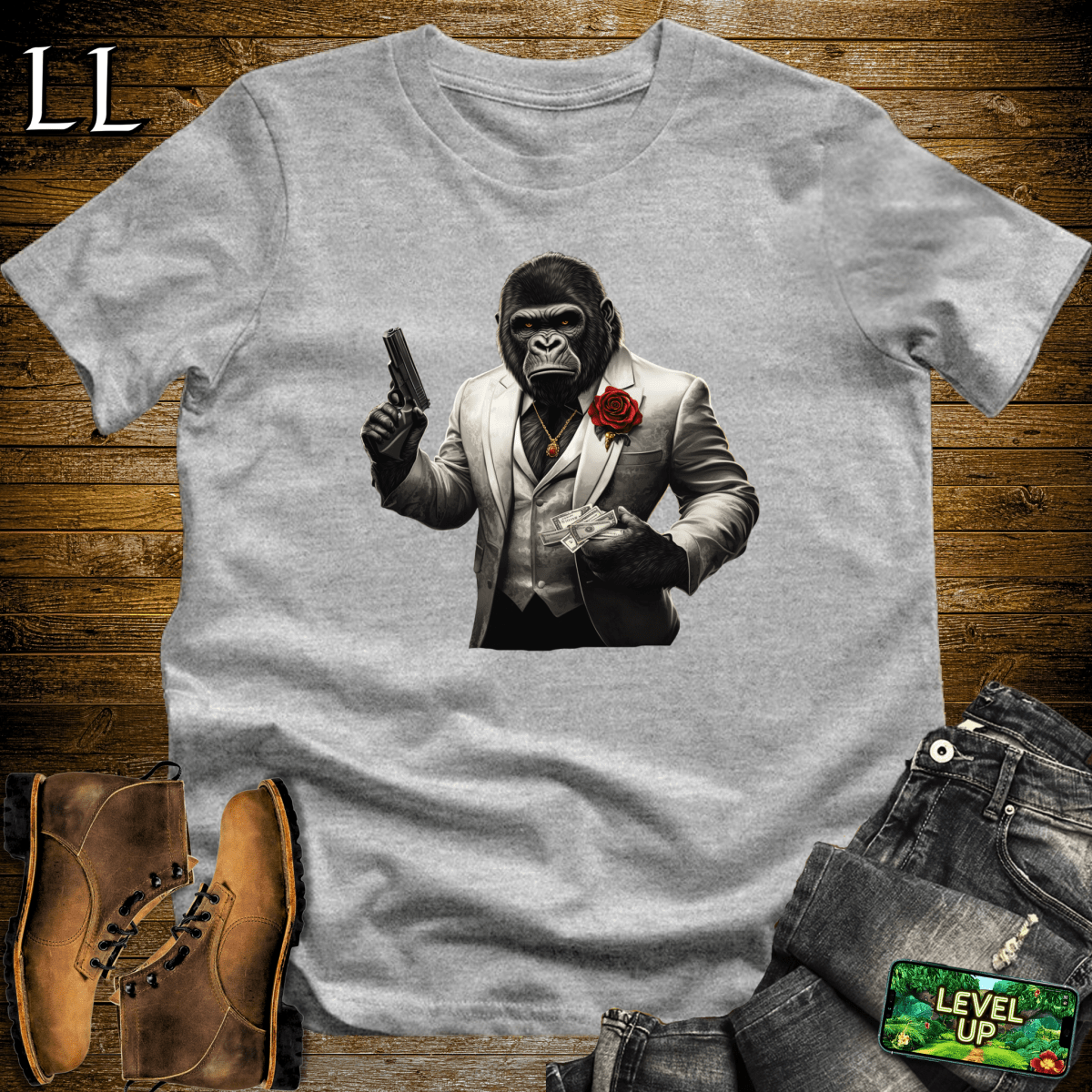 Mob Boss Gorilla Softstyle Tee - Sport Grey - LegacyLayers