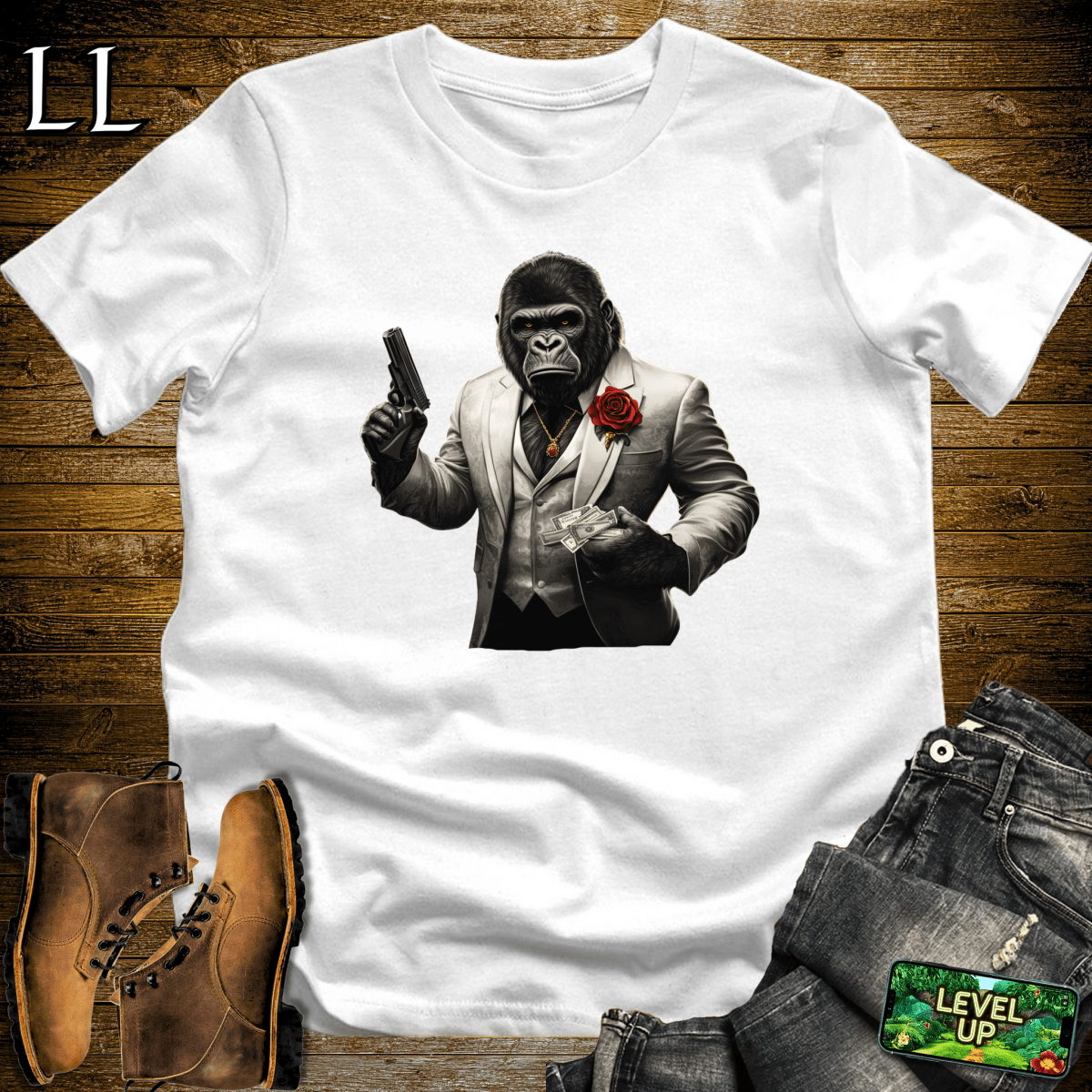 Mob Boss Gorilla Softstyle Tee - White - LegacyLayers