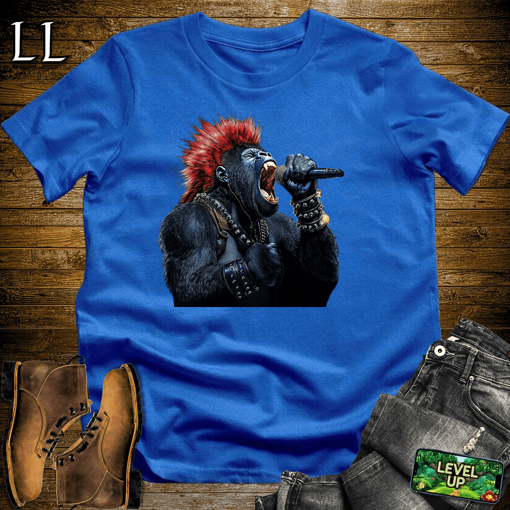 Mohawk Rocker Gorilla Royal | Funny Music Lover Shirt