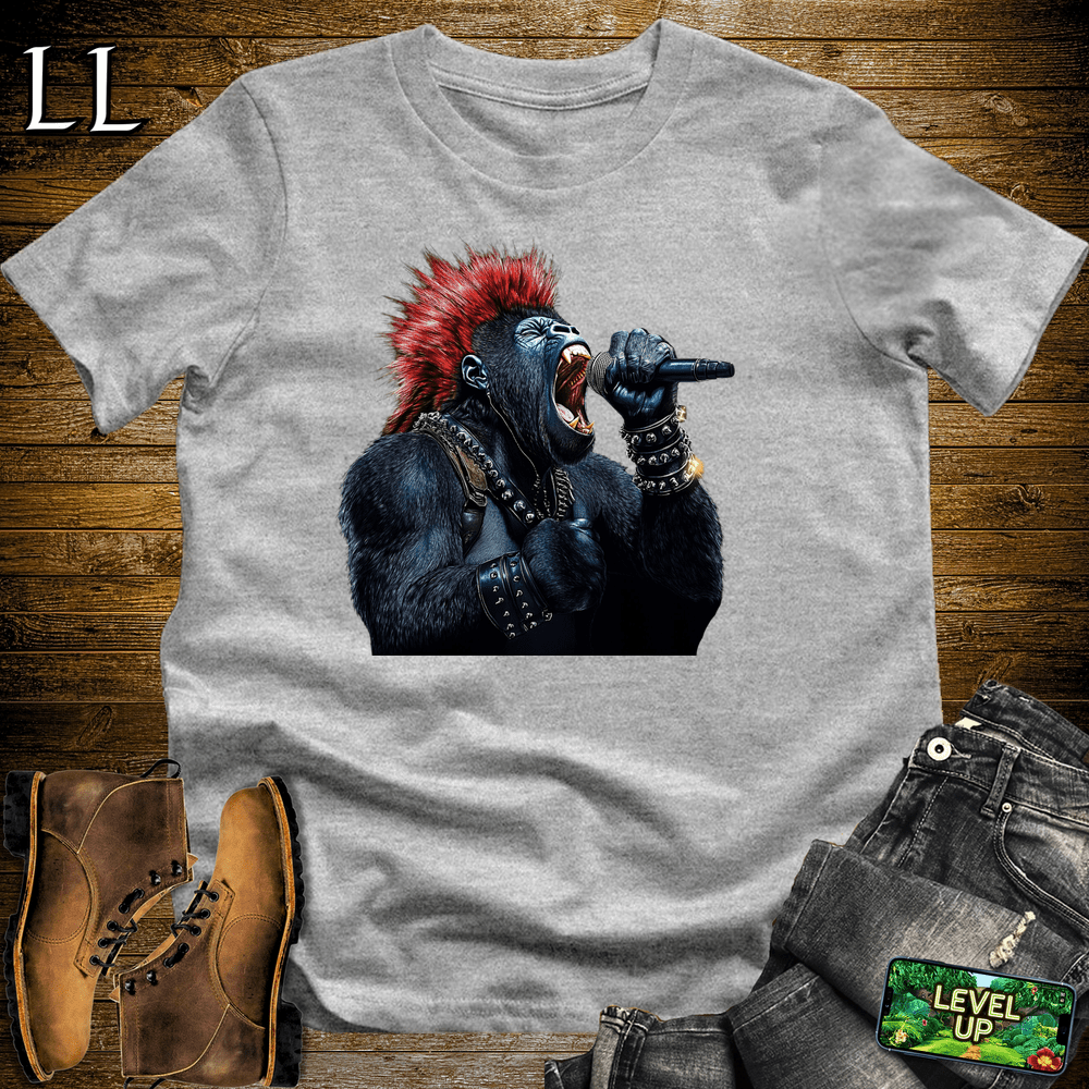Mohawk Rocker Gorilla Sport Grey | Funny Music Lover Shirt