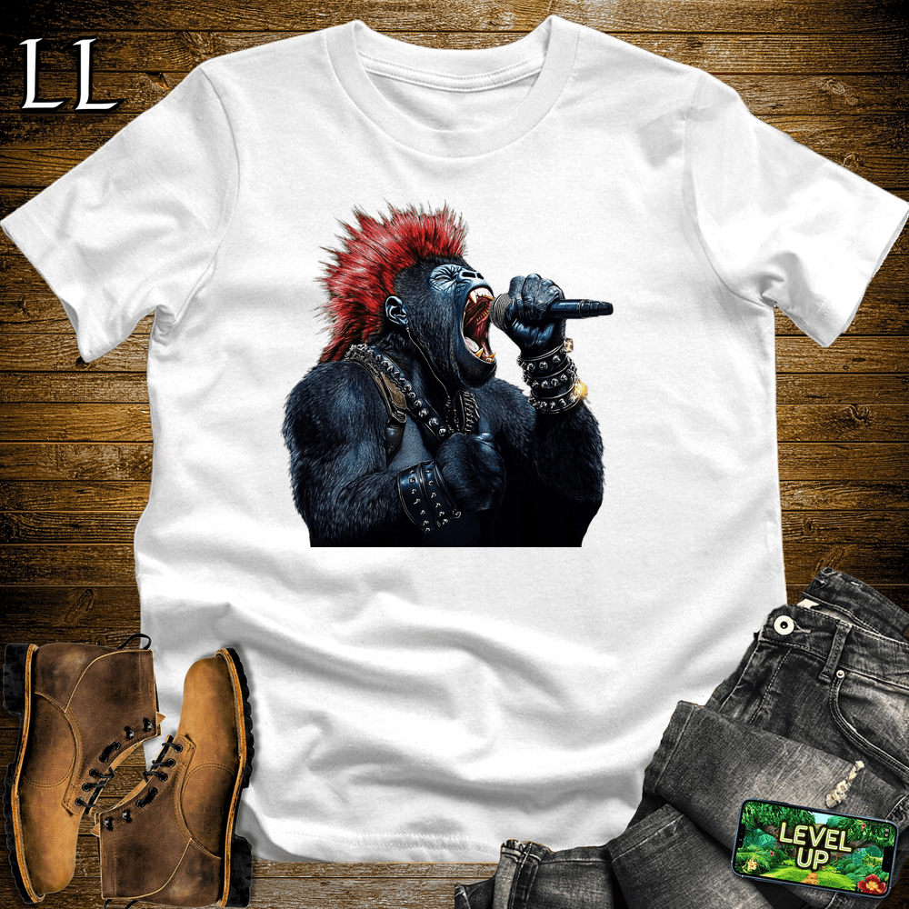 Mohawk Rocker Gorilla White | Funny Music Lover Shirt