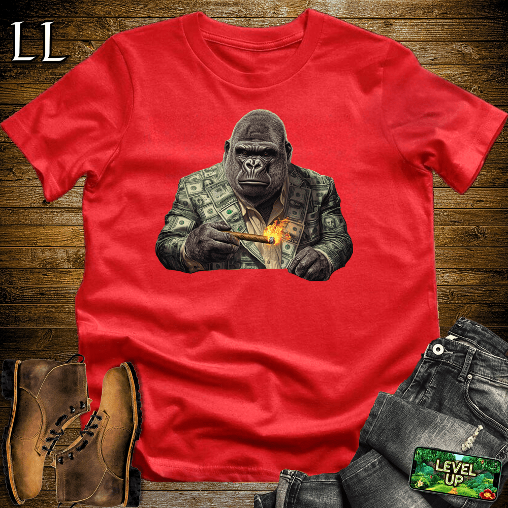 Money Suit Cigar Gorilla Red | Gorilla Graphic Tee