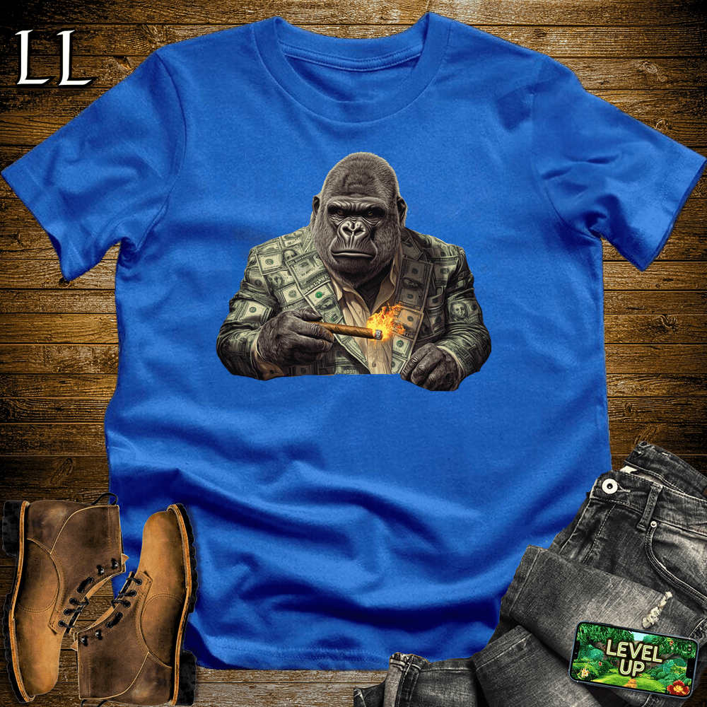 Money Suit Cigar Gorilla Royal Blue | Gorilla Graphic Tee