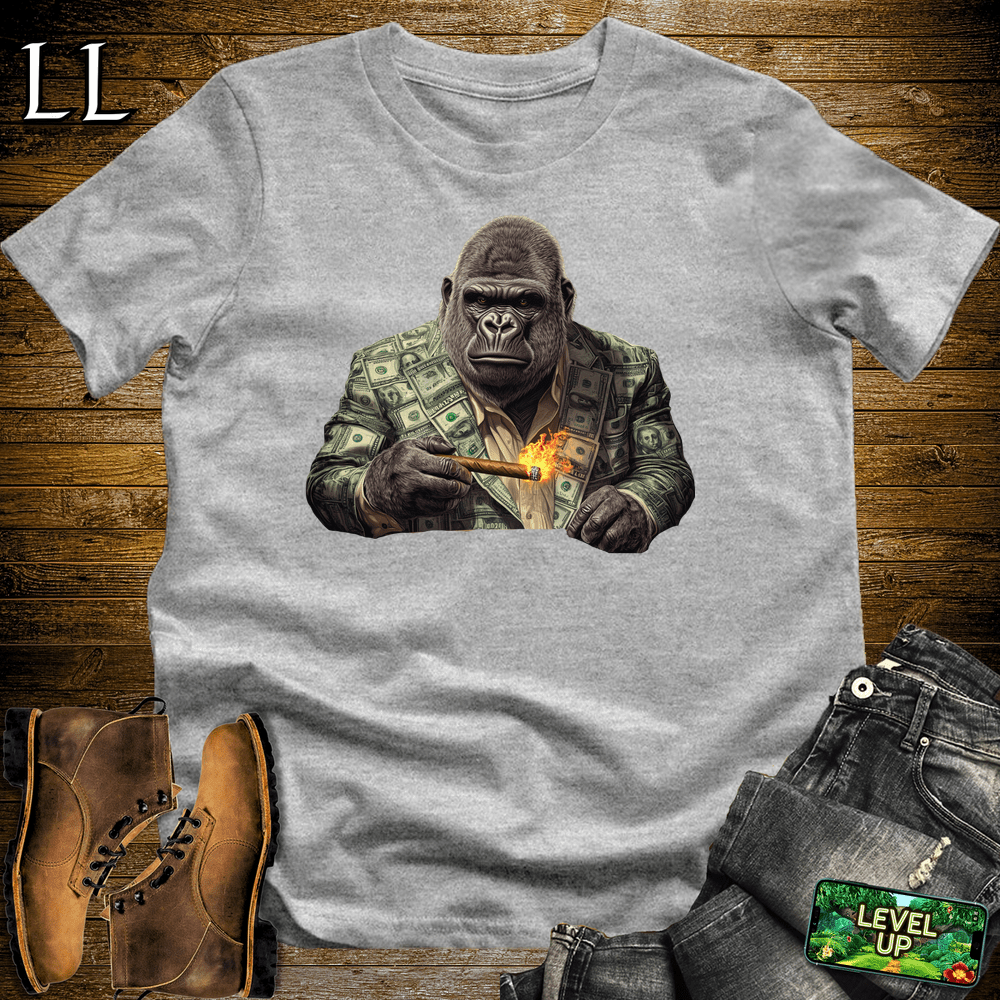 Money Suit Cigar Gorilla Sport Grey | Gorilla Graphic Tee