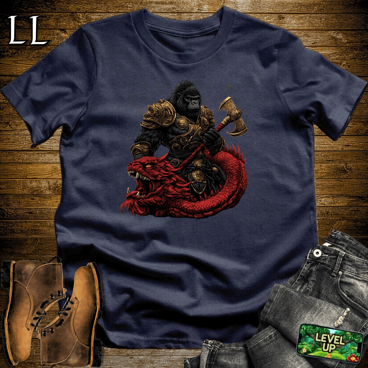 Monster Hunter Gorilla Softstyle Tee - Navy - LegacyLayers