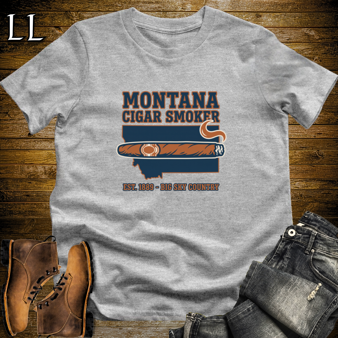 Montana Cigar Smoker T-Shirt Sport Grey | State Cigar Shirt