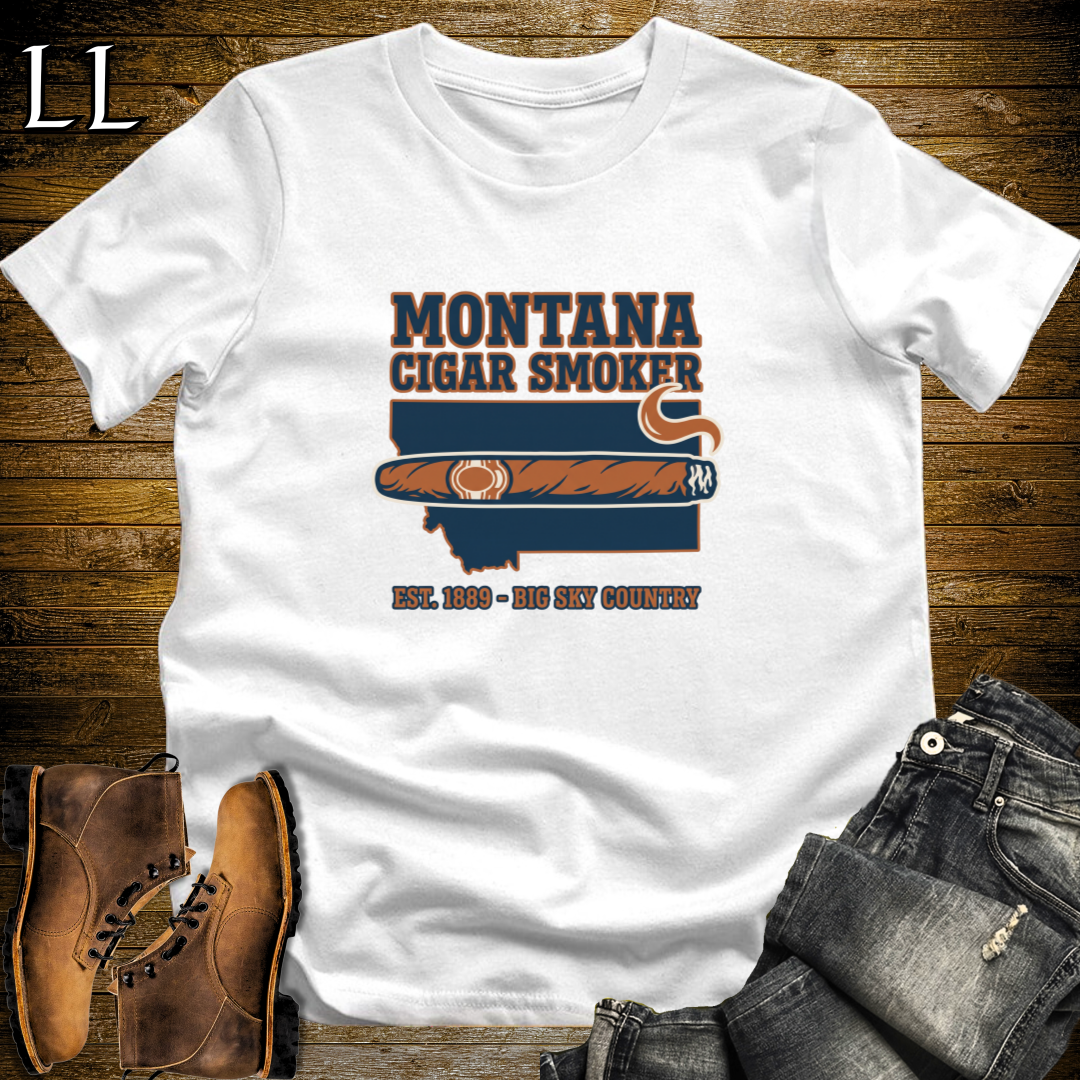 Montana Cigar Smoker T-Shirt White | State Cigar Shirt
