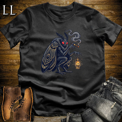 Mothman Lantern Cigar T-Shirt Black | Mothman Cryptid Cigar Tee