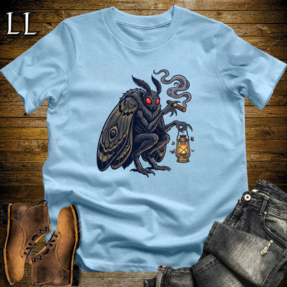 Mothman Lantern Cigar T-Shirt Light Blue | Mothman Cryptid Cigar Tee