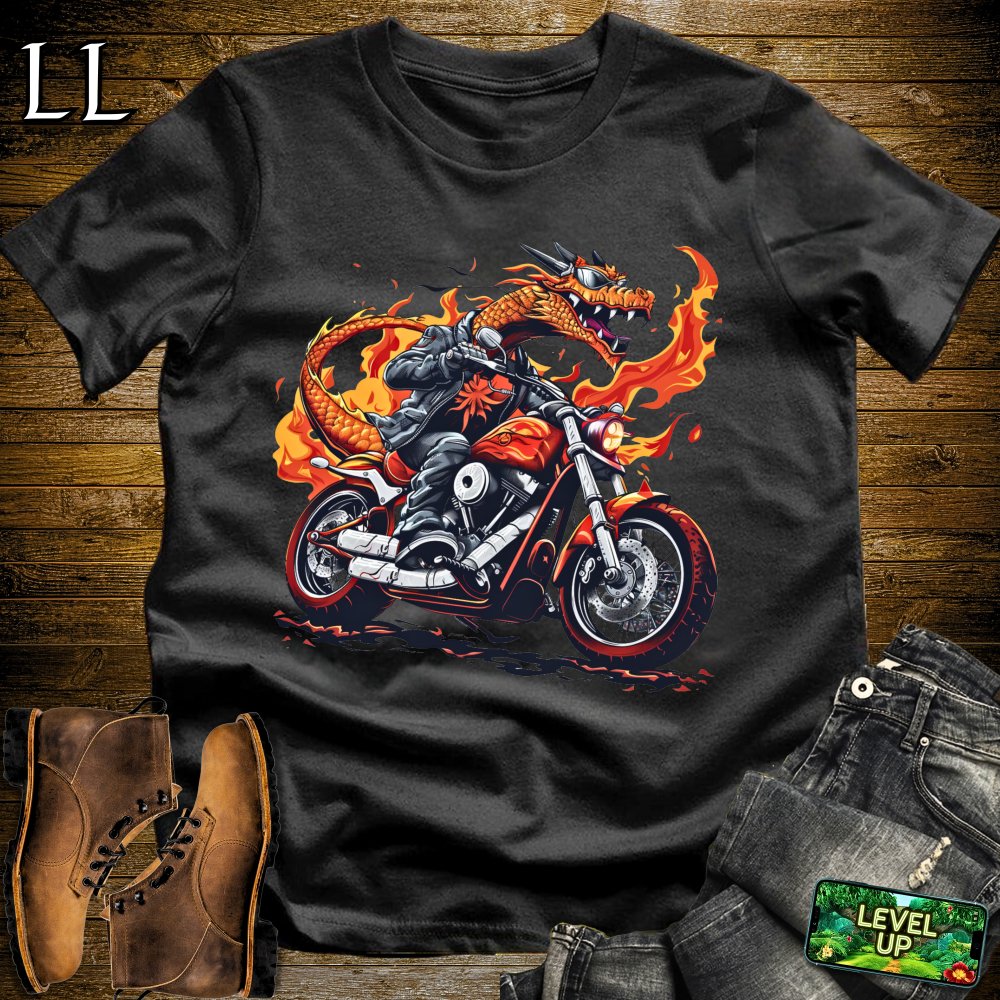 Motorcycle Dragon Softstyle Tee - Black - LegacyLayers