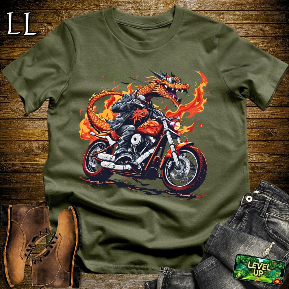 Motorcycle Dragon Softstyle Tee - Military Green - LegacyLayers