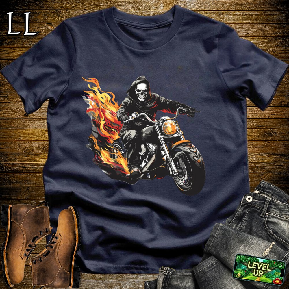 Motorcycle Grim Reaper Softstyle Tee - Navy - LegacyLayers