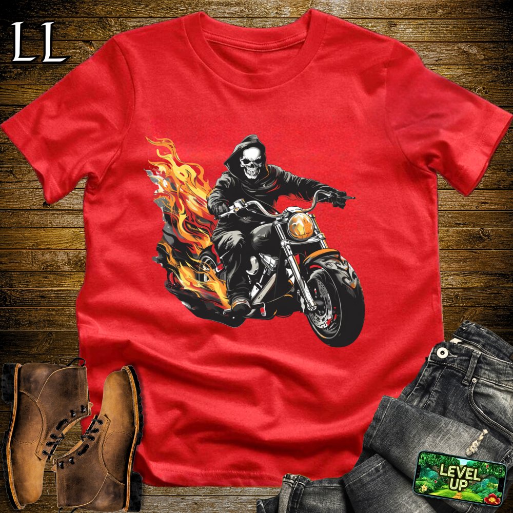 Motorcycle Grim Reaper Softstyle Tee - Red - LegacyLayers