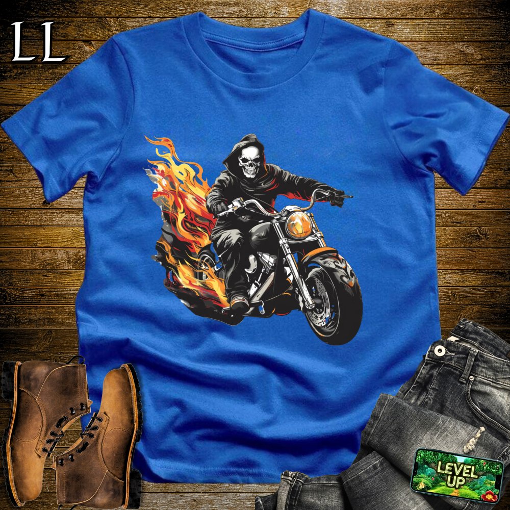 Motorcycle Grim Reaper Softstyle Tee - Royal - LegacyLayers