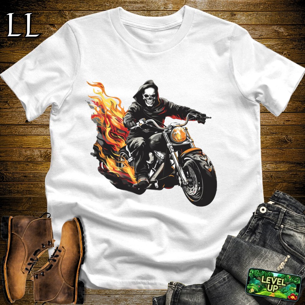 Motorcycle Grim Reaper Softstyle Tee - White - LegacyLayers