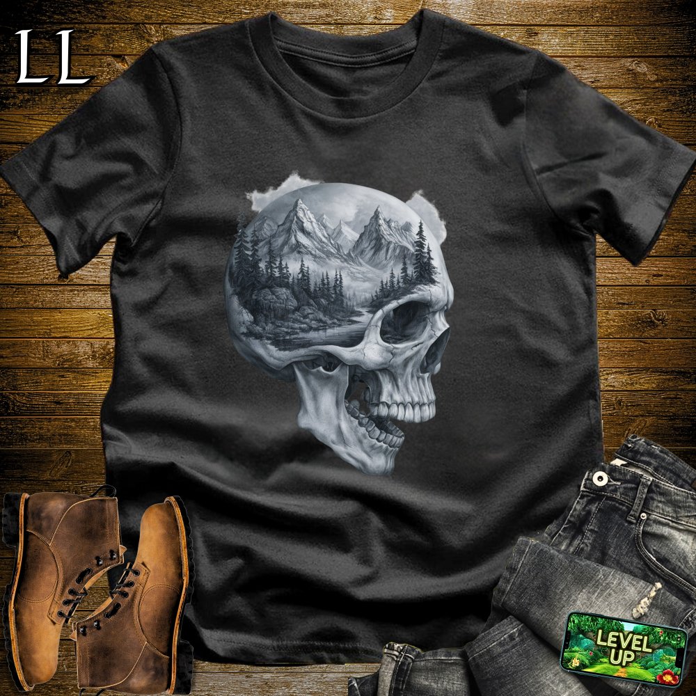 Mountains Grim Reaper Skull Softstyle Tee - Black - LegacyLayers