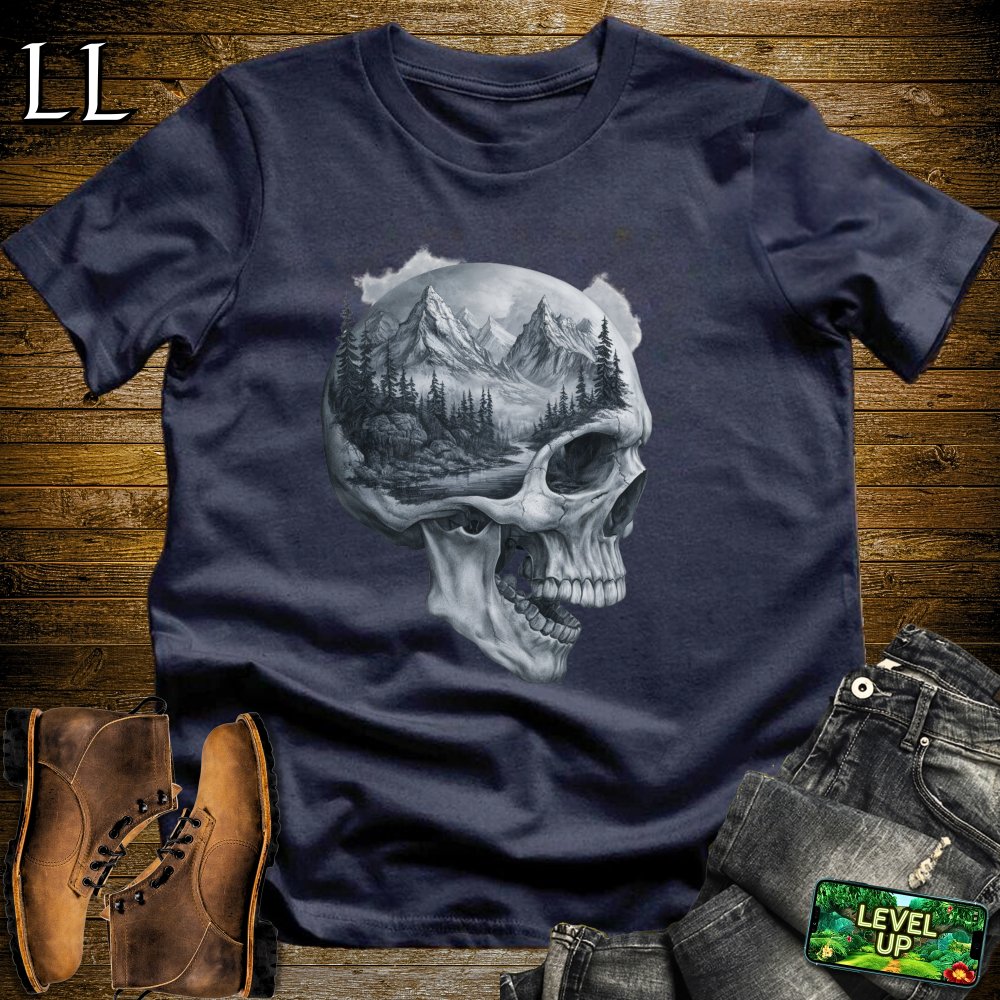 Mountains Grim Reaper Skull Softstyle Tee - Navy - LegacyLayers